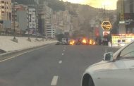 إحراق دواليب على جسر كازينو لبنان